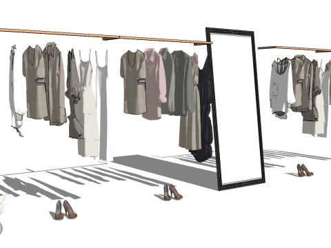 Комплектуючі моделі SU для аксесуарів інтер'єру в магазинах одягу 3D Модель