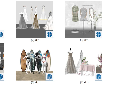SU model for soft furnishings and accessories in clothing stores 3D Model