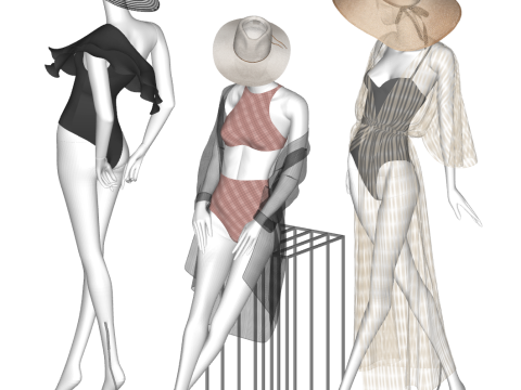 适用于服装店软装饰和配饰的 SU 模型 3D 模型