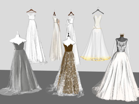 适用于服装店软装饰和配饰的 SU 模型 3D 模型