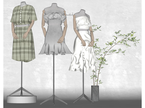 适用于服装店软装饰和配饰的 SU 模型 3D 模型