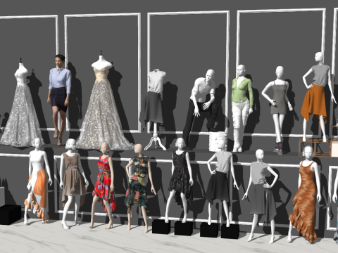 适用于服装店软装饰和配饰的 SU 模型 3D 模型