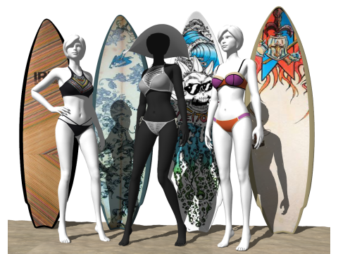 适用于服装店软装饰和配饰的 SU 模型 3D 模型