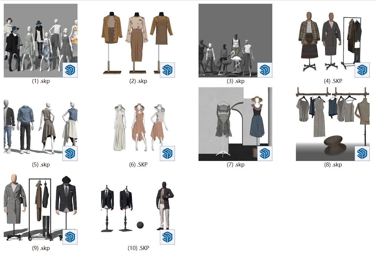 Collection of SU models for clothing store decoration and display 3D Model .c4d .max .obj .3ds .fbx .stl .blend 