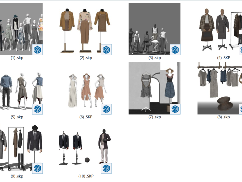 कपड़ों की दुकान की सजावट और प्रदर्शन के लिए एसयू मॉडलों का संग्रह 3D मॉडल