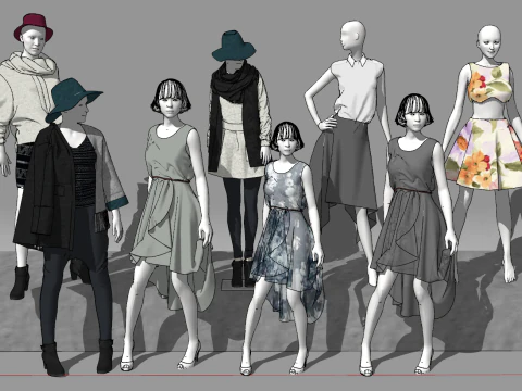 Collection of SU models for clothing store decoration and display 3D Model