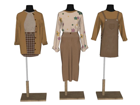 Collection of SU models for clothing store decoration and display 3D Model