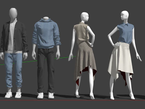 Collection of SU models for clothing store decoration and display 3D Model