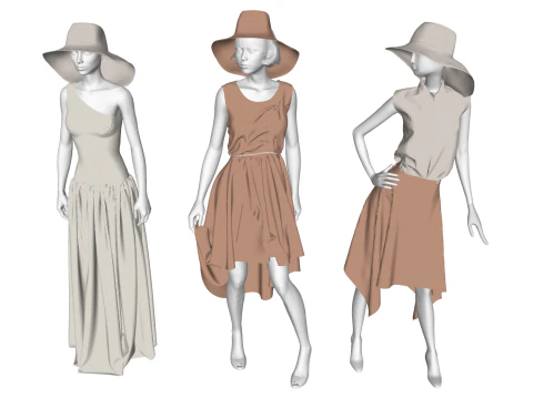 Collection of SU models for clothing store decoration and display 3D Model