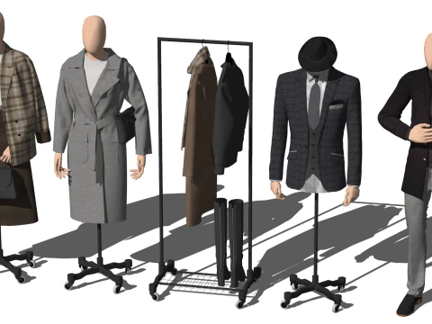 Collection of SU models for clothing store decoration and display 3D Model
