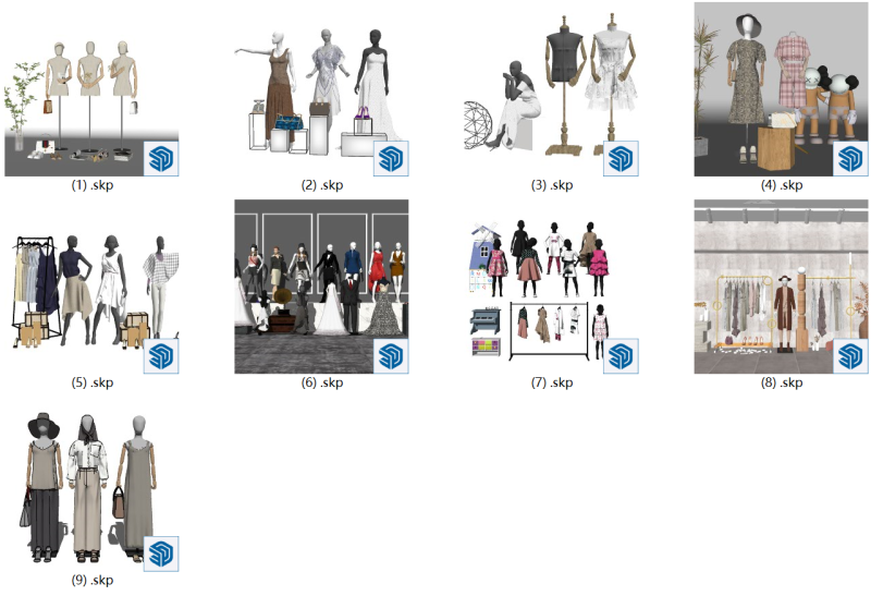 SU-Modell von Dekorationskomponenten für die Präsentation in Bekleidungsgeschäften 3D Modell .c4d .max .obj .3ds .fbx .stl .blend
