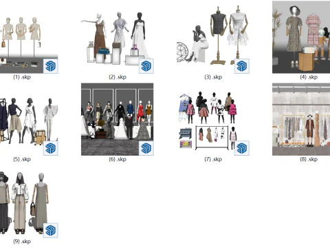 SU model of decoration components for clothing store display 3D Model