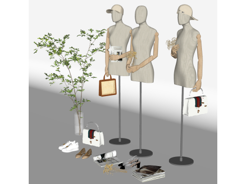 SU-Modell von Dekorationskomponenten für die Präsentation in Bekleidungsgeschäften 3D Modell