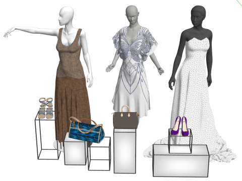 SU-Modell von Dekorationskomponenten für die Präsentation in Bekleidungsgeschäften 3D Modell