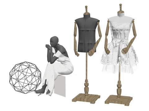 SU-Modell von Dekorationskomponenten für die Präsentation in Bekleidungsgeschäften 3D Modell