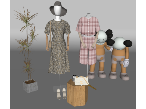 SU-Modell von Dekorationskomponenten für die Präsentation in Bekleidungsgeschäften 3D Modell