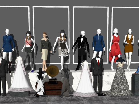 SU-Modell von Dekorationskomponenten für die Präsentation in Bekleidungsgeschäften 3D Modell