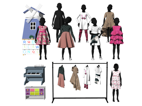 SU-Modell von Dekorationskomponenten für die Präsentation in Bekleidungsgeschäften 3D Modell