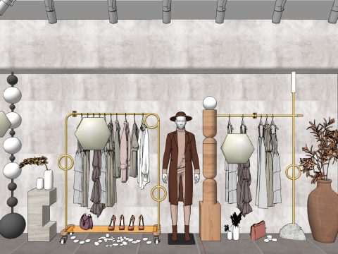 SU-Modell von Dekorationskomponenten für die Präsentation in Bekleidungsgeschäften 3D Modell