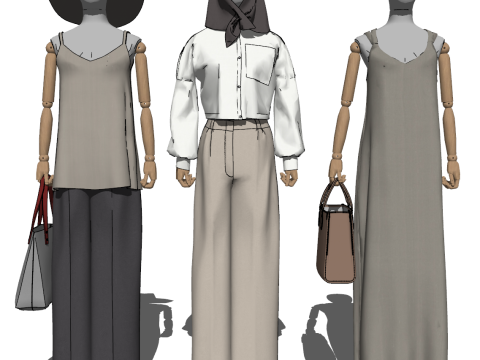 SU-Modell von Dekorationskomponenten für die Präsentation in Bekleidungsgeschäften 3D Modell