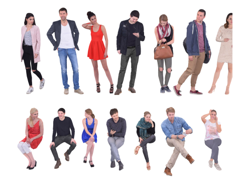 Erkek ve kadın karakterlerin modern karakter kombinasyonu 3D Model