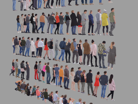 Erkek ve kadın karakterlerin modern karakter kombinasyonu 3D Model