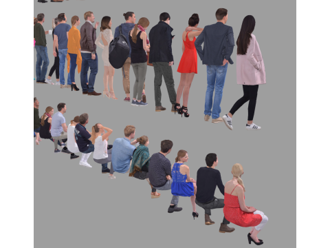 Erkek ve kadın karakterlerin modern karakter kombinasyonu 3D Model