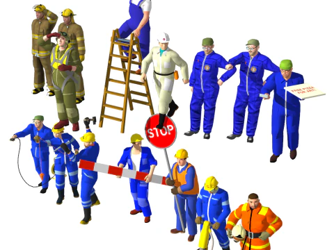 Collection of s of Multi Professional Character Characters 3D Model