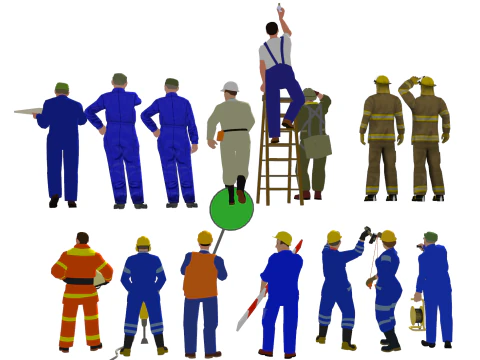 Collection of s of Multi Professional Character Characters 3D Model
