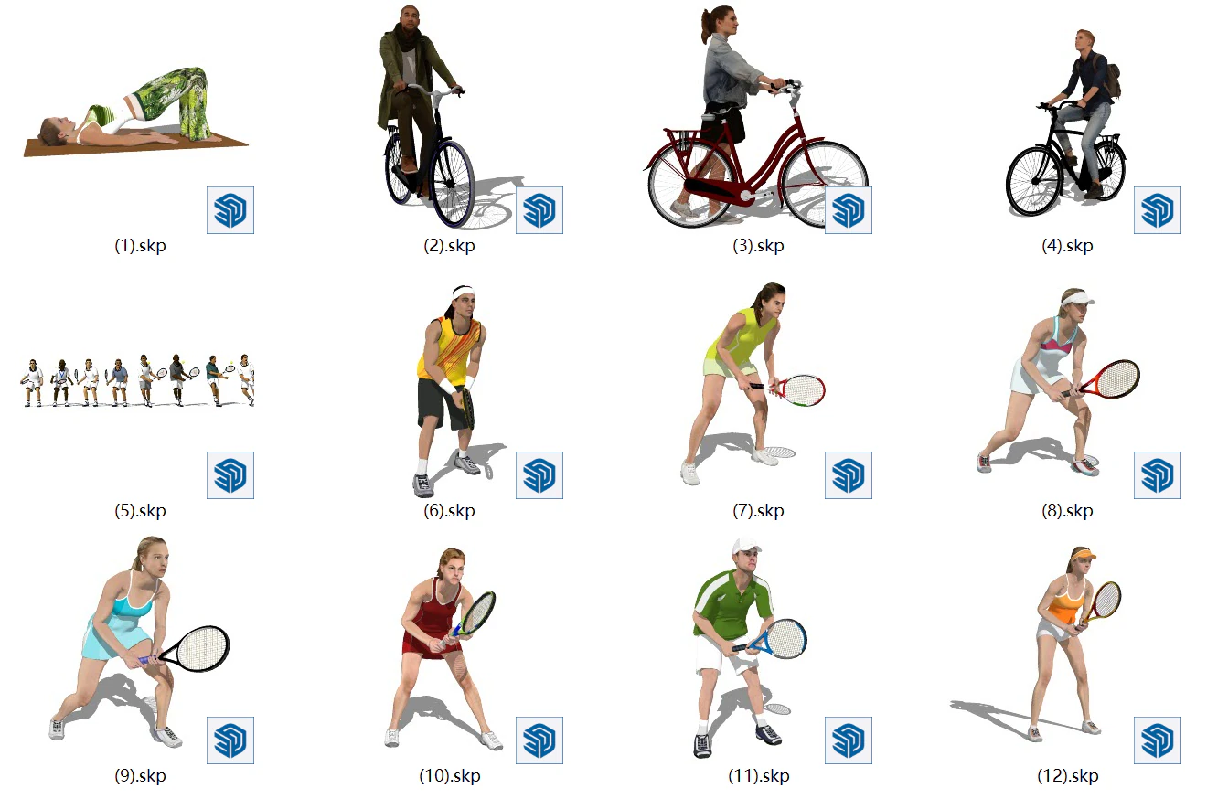 Sports themed series SU model series tennis cycling 3D Model .c4d .max .obj .3ds .fbx .stl .blend 