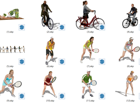 खेल थीम वाली श्रृंखला एसयू मॉडल श्रृंखला टेनिस साइक्लिंग 3D मॉडल