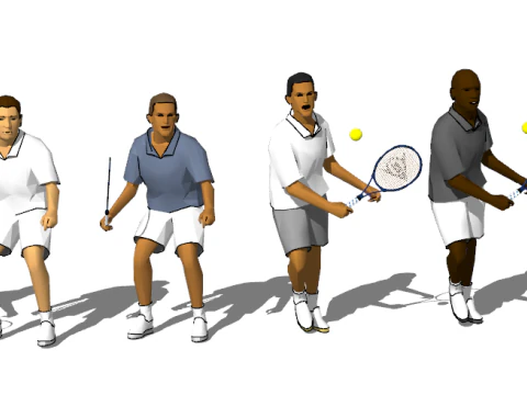 Sports themed series SU model series tennis cycling 3D Model