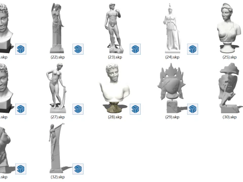 SketchUp Sculpture Art Collection 32 sets of models 3D Model