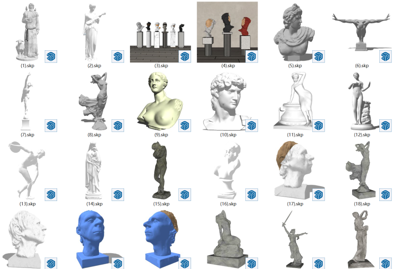 Collezione di 46 sculture SU da collezione Modello 3D .c4d .max .obj .3ds .fbx .stl .blend
