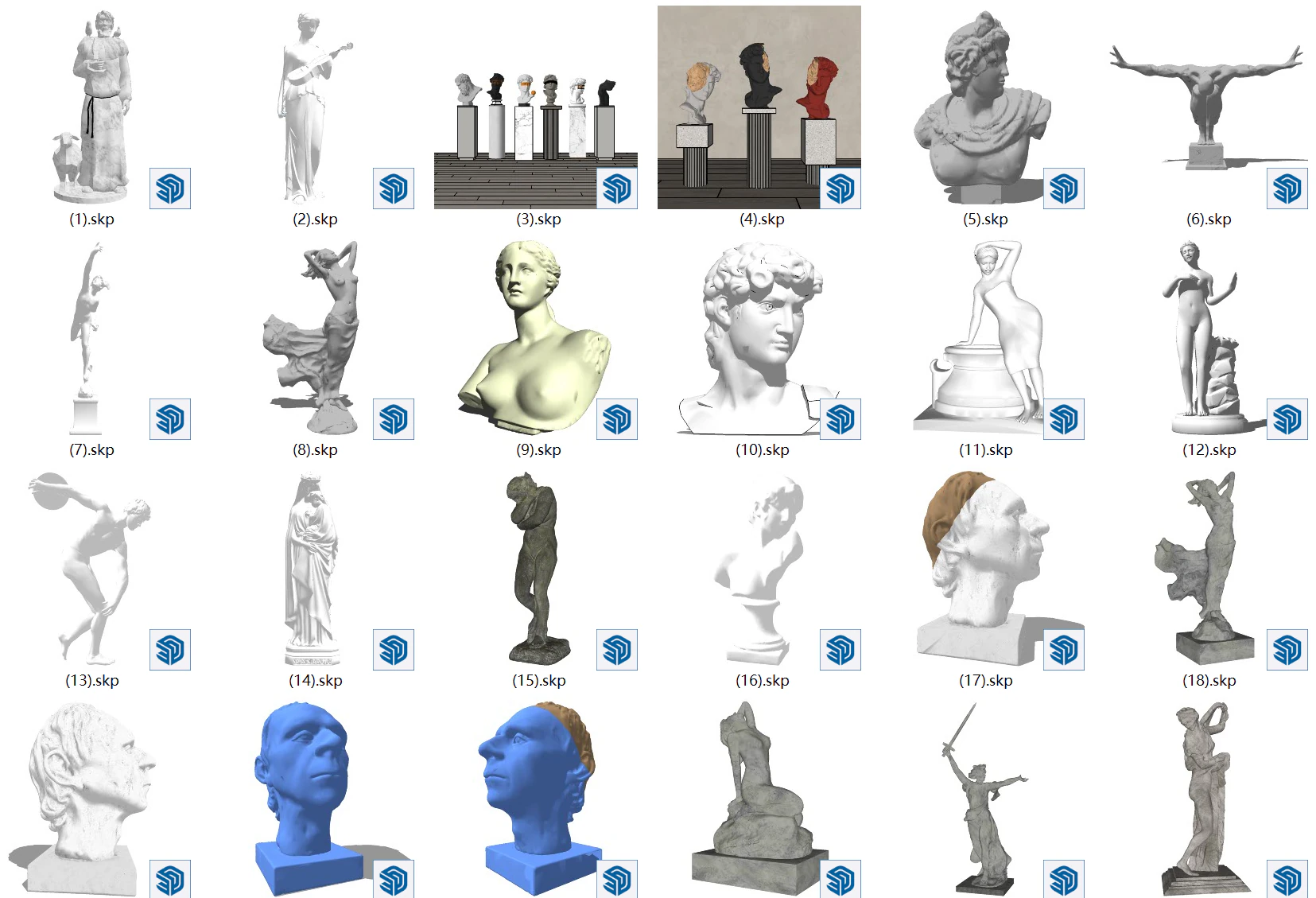 Collection of 46 Collectible SU Sculptures 3D Model .c4d .max .obj .3ds .fbx .stl .blend 