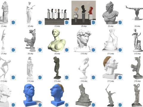 Collection of 46 Collectible SU Sculptures 3D Model