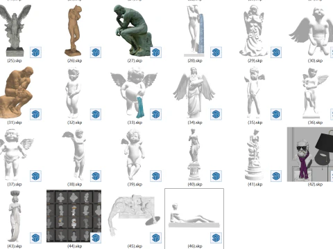 Collection of 46 Collectible SU Sculptures 3D Model