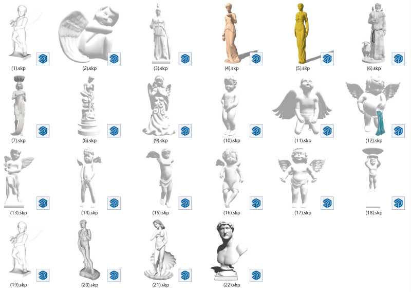 22款SketchUp人物雕塑-适合建筑景观和室内场景 3D 模型 .c4d .max .obj .3ds .fbx .stl .blend
