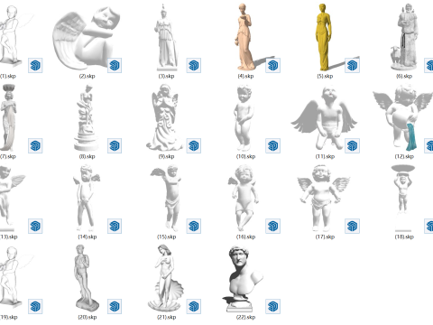 22 SketchUp karakter heykeli - mimari manzara ve iç mekan sahneleri için uygundur 3D Model