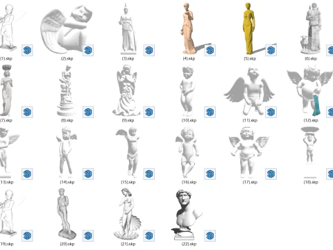 22 sculture di personaggi SketchUp - adatte per paesaggi architettonici e scene di interni Modello 3D