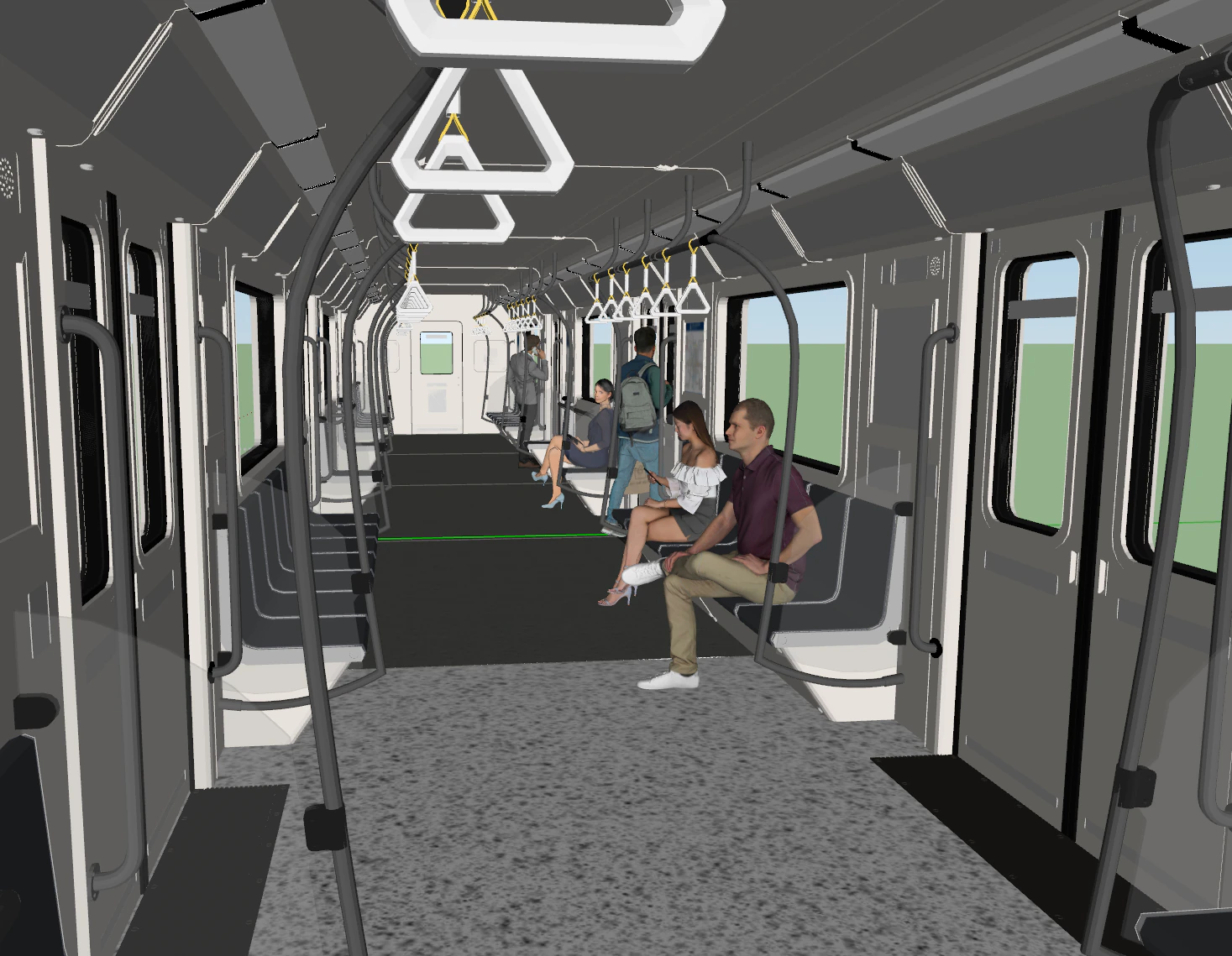 Refined SketchUp Model of Subway Car Interior Space 3D Model .c4d .max .obj .3ds .fbx .stl .blend 