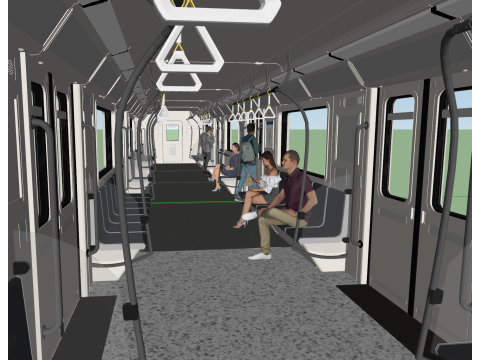 Verfeinertes SketchUp-Modell des Innenraums eines U-Bahn-Wagens 3D Modell