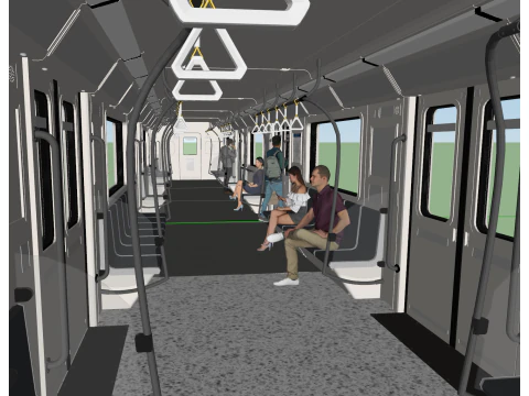 Modelo SketchUp refinado do espa&ccedil;o interno do vag&atilde;o do metr&ocirc; Modelo 3D