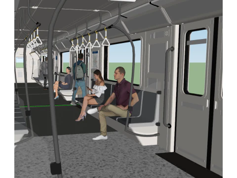 Refined SketchUp Model of Subway Car Interior Space 3D Model