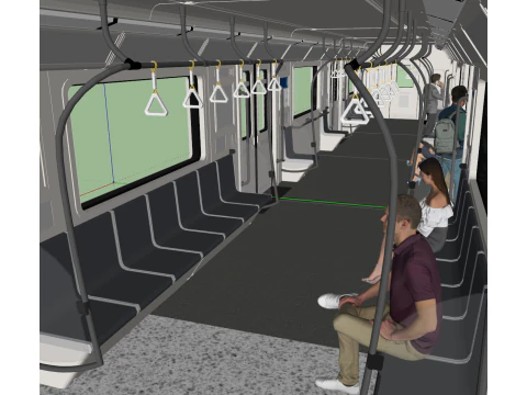 Refined SketchUp Model of Subway Car Interior Space 3D Model