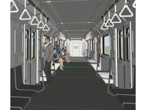 Refined SketchUp Model of Subway Car Interior Space 3D Model