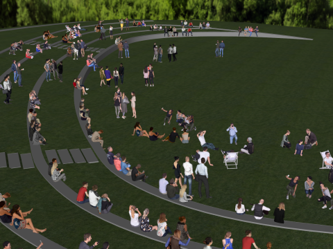 पार्क मल्टीप्लेयर गतिविधि दृश्यों के लिए स्केचअप लैंडस्केप सामग्री 3D मॉडल