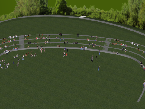 पार्क मल्टीप्लेयर गतिविधि दृश्यों के लिए स्केचअप लैंडस्केप सामग्री 3D मॉडल