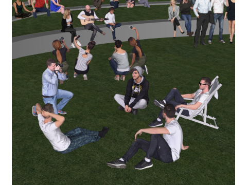 पार्क मल्टीप्लेयर गतिविधि दृश्यों के लिए स्केचअप लैंडस्केप सामग्री 3D मॉडल