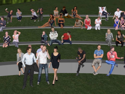 पार्क मल्टीप्लेयर गतिविधि दृश्यों के लिए स्केचअप लैंडस्केप सामग्री 3D मॉडल